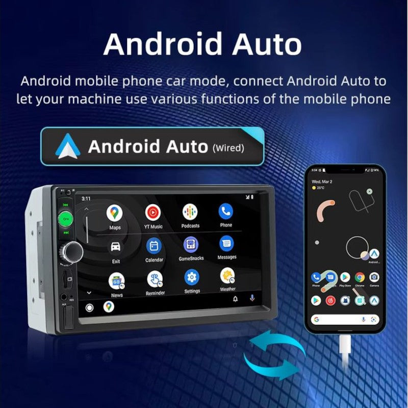 Autorádio 2 DIN SWM F7010C 7 polegadas Bluetooth/Carplay USB Preto