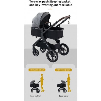Carrinho de Bebê 3 em 1 Trio Cinzento