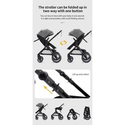 Carrinho de Bebê 3 em 1 Trio Cinzento